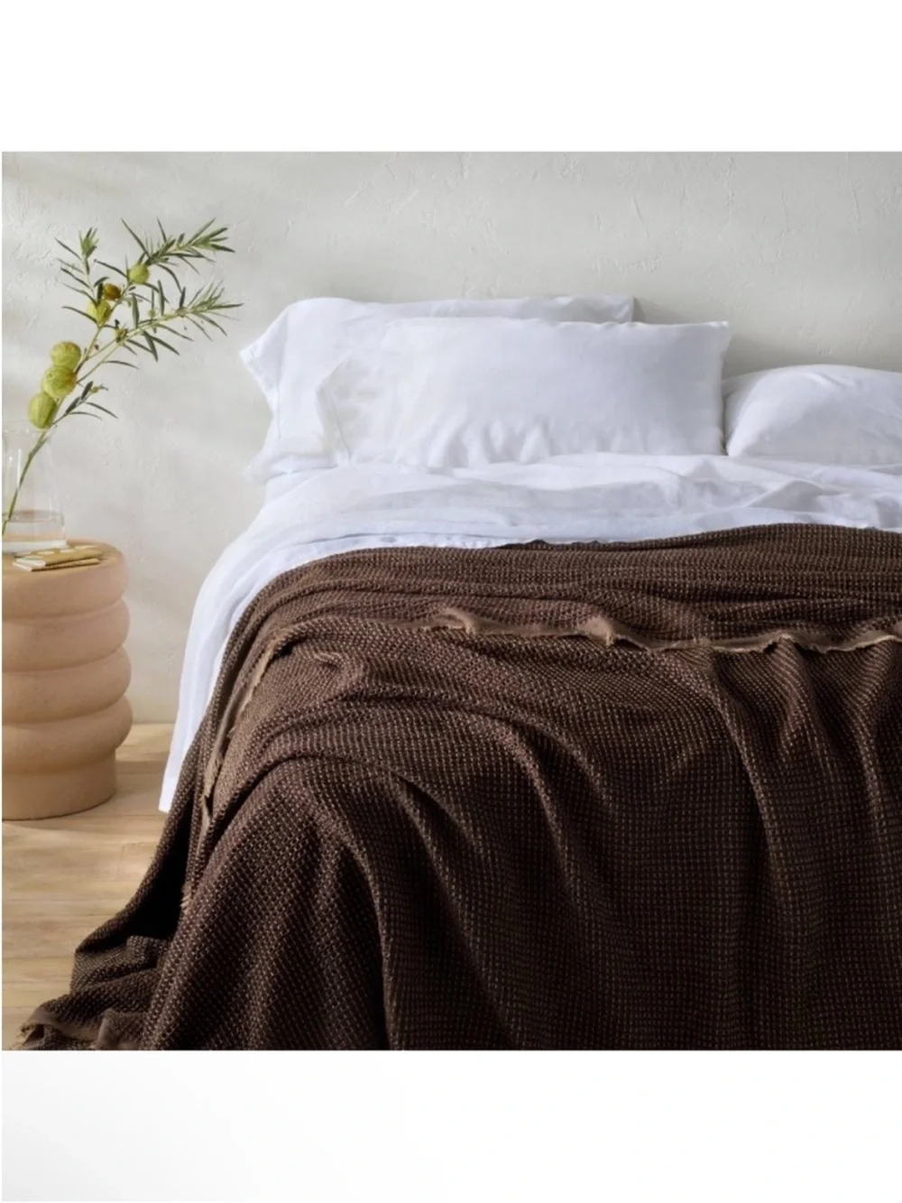 NWT King Textured Waffle Coverlet Dark Fig - Casaluna